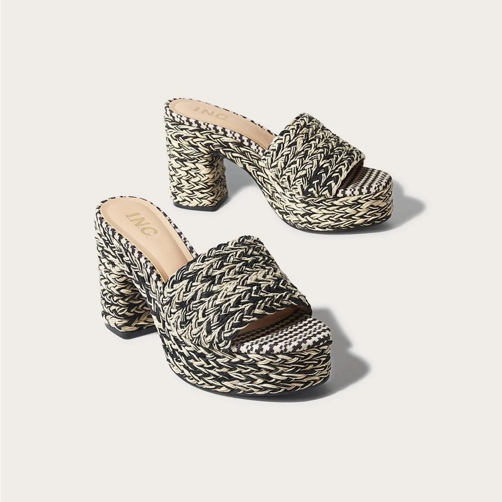 INC International Concepts Hazila Black and Cream Sandals